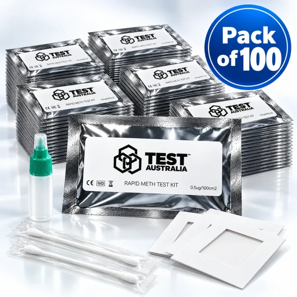 Meth test kit 100-pack: 100 test packets with swabs, buffer tubes and sampling cards